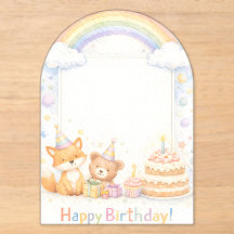 Cute Woodland Animals Birthday Acrylic Invitation