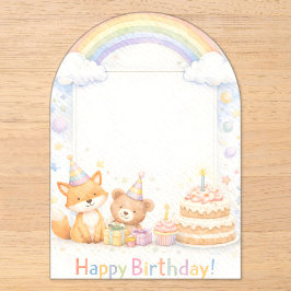 Cute Woodland Animals Birthday Acrylic Invitation Acryleinladungen