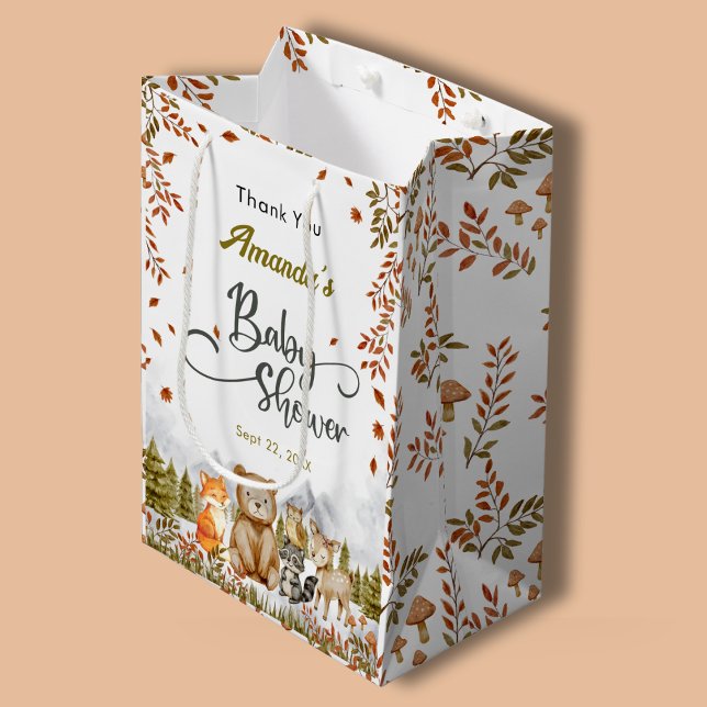 Cute Woodland Animals Thank You Baby Shower Mittlere Geschenktüte (Von Creator hochgeladen)