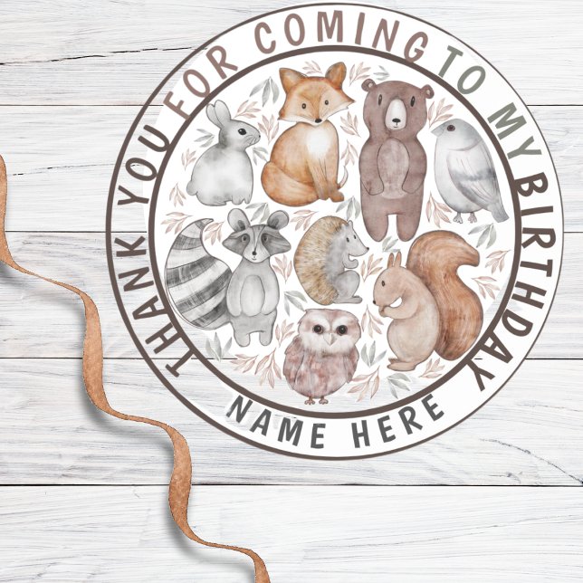 Cute Woodland Animals Thank You Party  Runder Aufkleber (Von Creator hochgeladen)