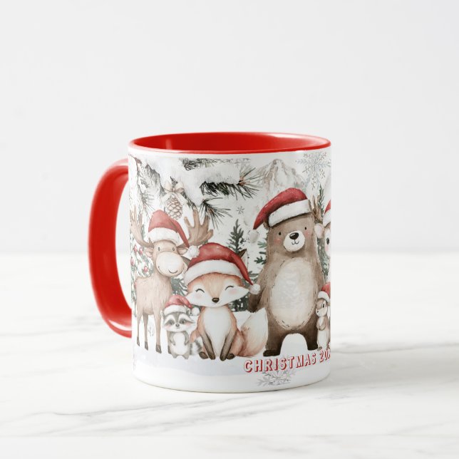 Cute Woodland Animals Winter Wonderland Christmas  Tasse (Vorderseite Links)