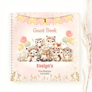 Cute Woodland Animaux 1er Birthday Girl Livre d'in