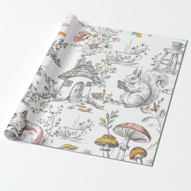  Cute Woodland Baby Shower Geschenkpapier (Ungerollt)