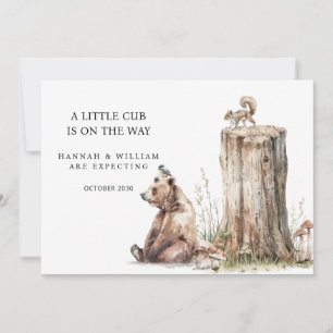 Cute Woodland Bear Cub Grossesse Faire-part