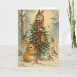 Cute woodland bunny christmas festive winter cozy  karte