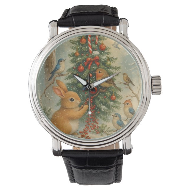 Cute woodland christmas cozy festive illustration  armbanduhr (Vorderseite)
