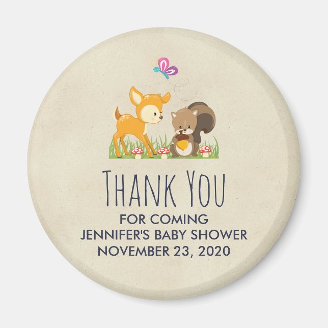 Cute Woodland Creatures Cartoon Thank You Magnet (Vorne)