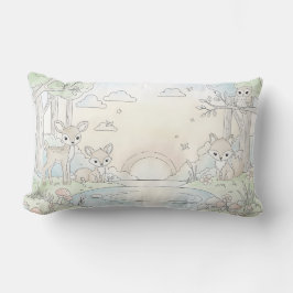 Cute Woodland Fawn & Fox Lendenkissen