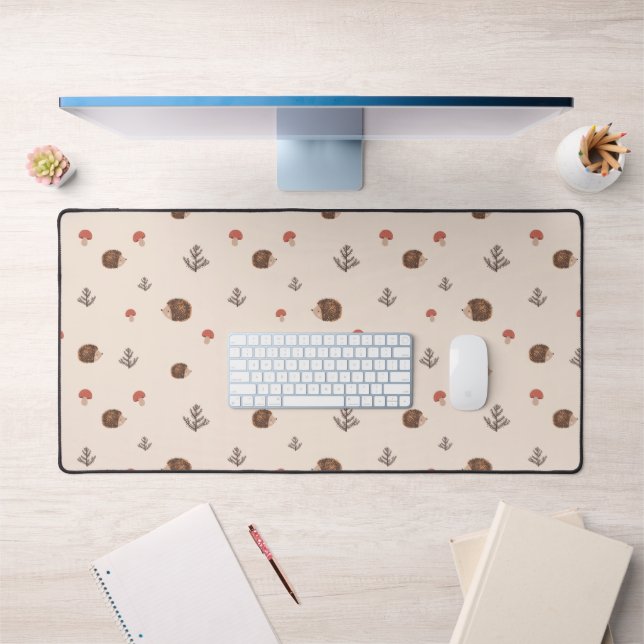 Cute Woodland Hérisson et Motif de champignons (Bureau 1)
