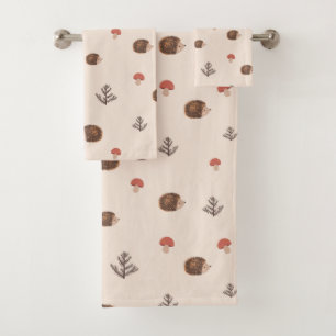 Cute Woodland Hérisson et Motif de champignons