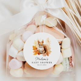Cute Woodland Squirrel Fall Baby Shower Runder Aufkleber