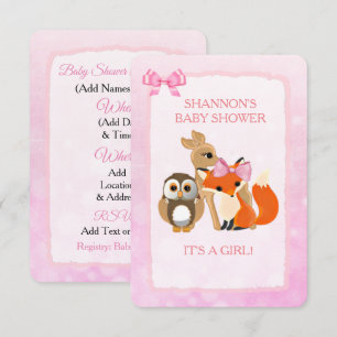 Cute Woodlands Animaux Fox Baby shower Invitation
