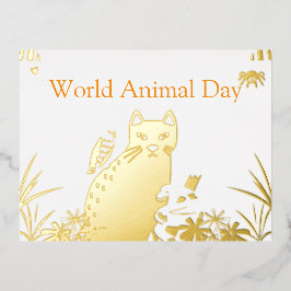 "Cute World Animal Day Postcard  Folien Feiertagspostkarte