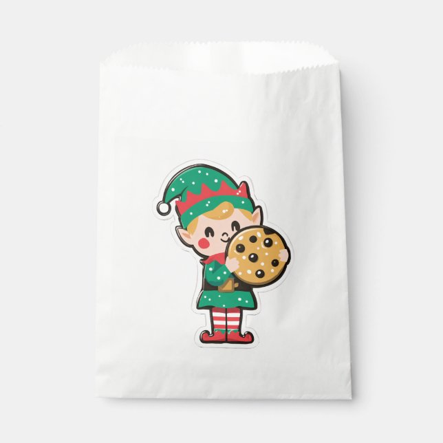 Cute Xmas Elf with Big Cookie Geschenktütchen (Vorderseite)