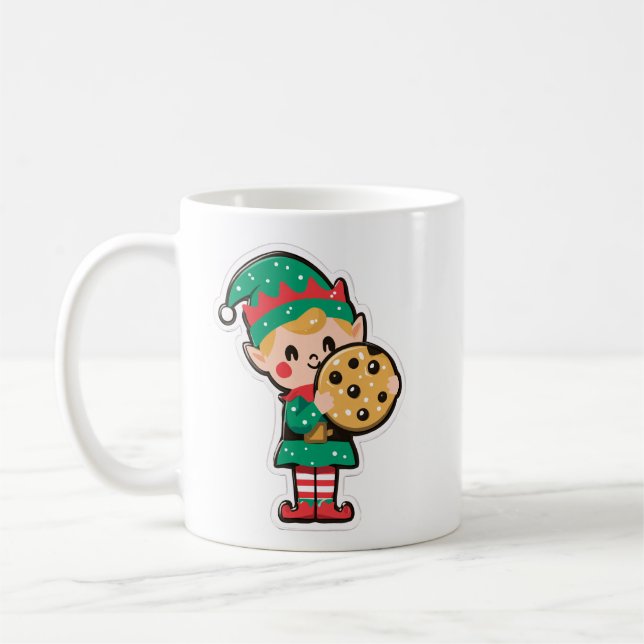 Cute Xmas Elf with Big Cookie Kaffeetasse (Links)