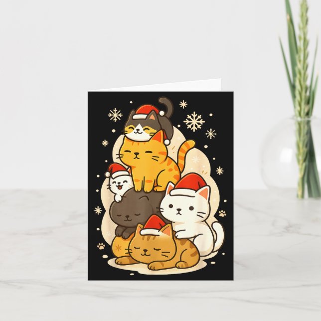 Cute Xmas Kawaii Cats Neko Funny Kitten Lover Anim Karte (Vorderseite)
