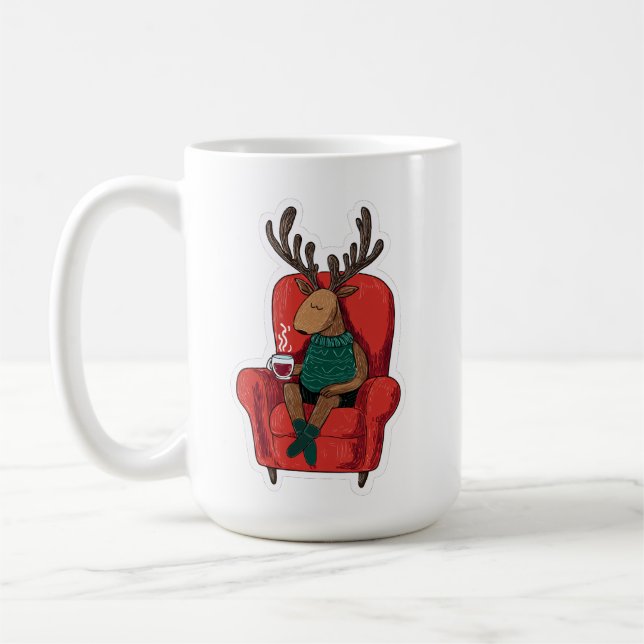 Cute Xmas Reindeer Relaxing Kaffeetasse (Links)