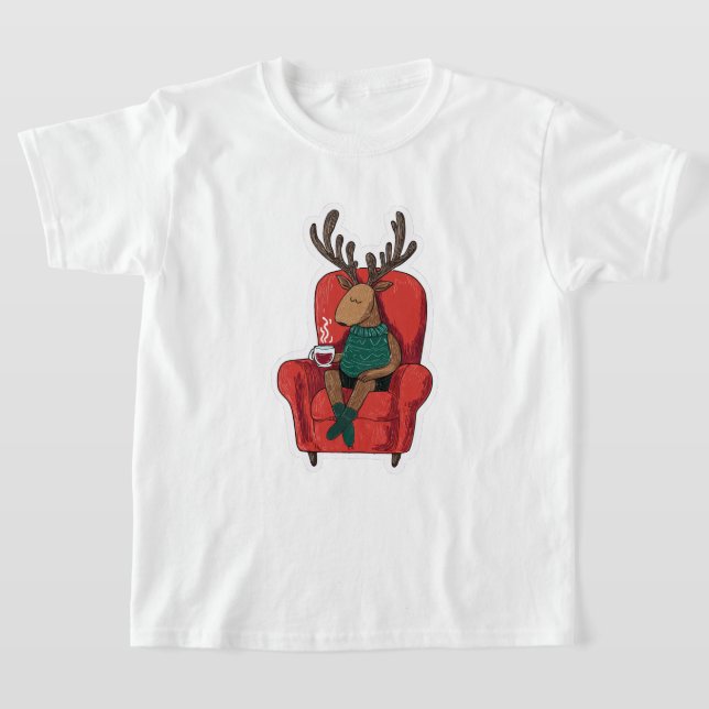 Cute Xmas Reindeer Relaxing T-Shirt (Ablage )