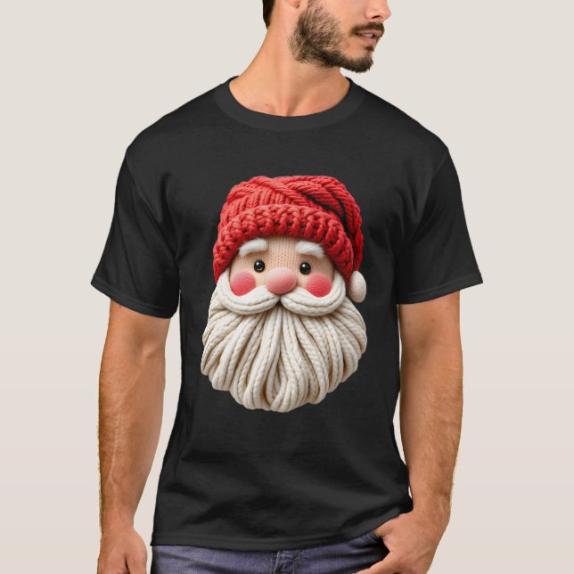 Cute Yarn Santa Christmas Face T-Shirt (Vorderseite)
