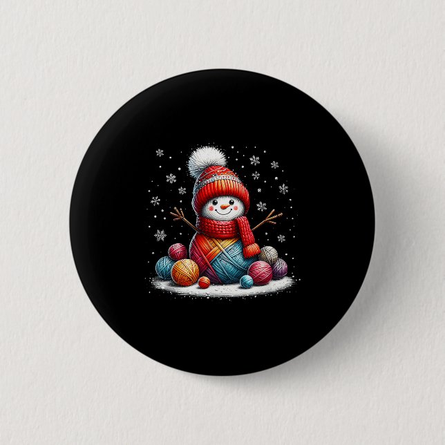 Cute Yarn Snowman Quilter Christmas Crochet Knitti Button (Vorderseite)