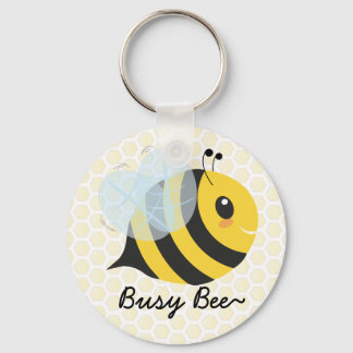 Cute Yellow Black Busy Bee with Honeycomb Pattern Schlüsselanhänger