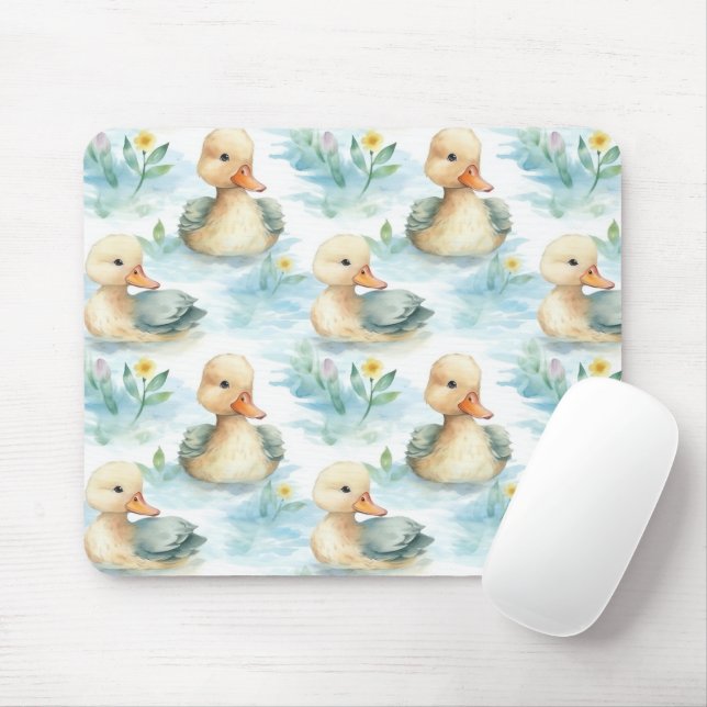 Cute Yellow Blue Ducks Mousepad (Mit Mouse)