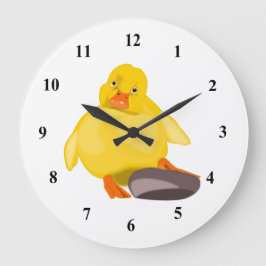 Cute Yellow Duck Große Wanduhr