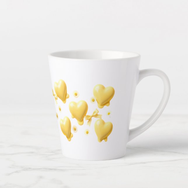 Cute Yellow Hearts Mug - Sweet Candy Love Pattern (Droite)