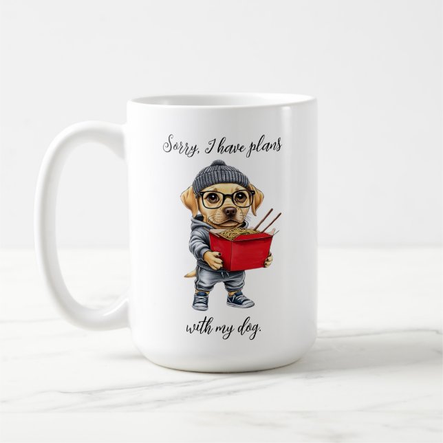 Cute Yellow Lab "J'ai des plans" Mug (Gauche)