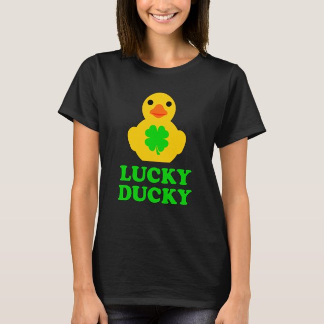 Cute Yellow Rubber Duck Four Leaf C St Patrick's D T-Shirt (Vorderseite)
