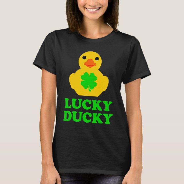 Cute Yellow Rubber Duck Four Leaf C St Patrick's D T-Shirt (Vorderseite)