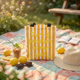 Cute Yellow Stripe Summer" Sunshine in my Soul" Tasche