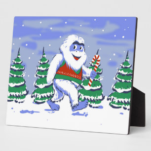 Cute yeti christmas in forest fotoplatte