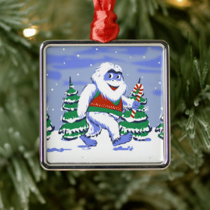Cute yeti christmas in forest ornament aus metall