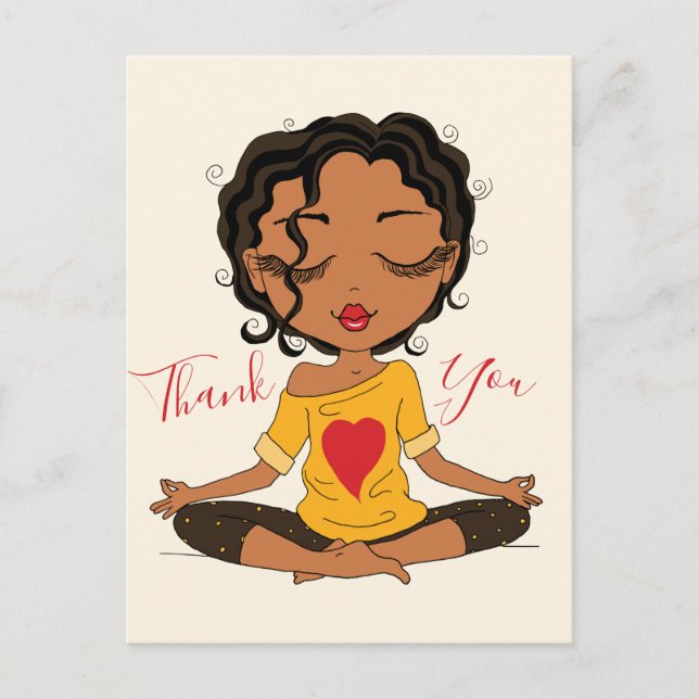 Cute Yoga fille Merci noir Brown cheveux carte pos (Devant)
