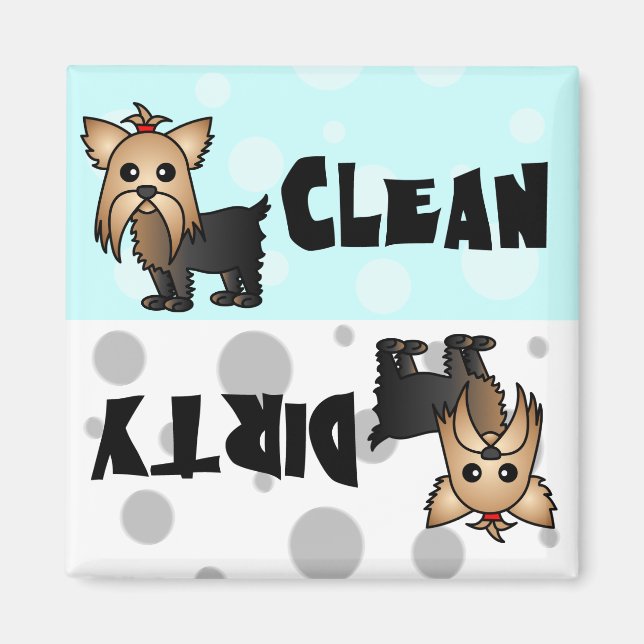 Cute Yorkie Nettoyer / Lave-vaisselle sale Magnet (Devant)