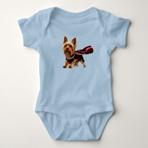 Cute Yorkie Superheld  Baby Strampler