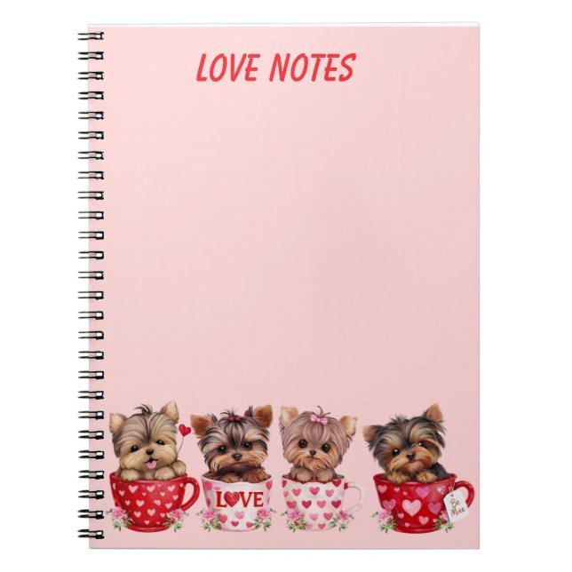 Cute Yorkie Teacup Valentine’s Day Notebook Notizblock (Vorderseite)