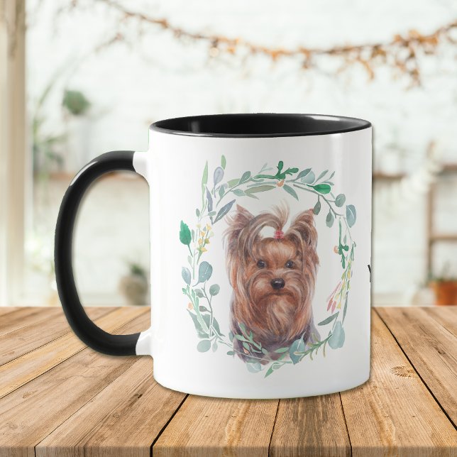 Cute Yorkshire Terrier Wreath Coffee Mug (Créateur téléchargé)