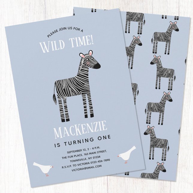 Cute Zebra Boy 1er Anniversaire Fête Invitation (Créateur téléchargé)