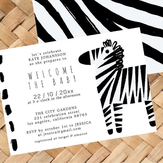 Cute Zebra Dusty Blue Boy Baby shower Invitation (Créateur téléchargé)