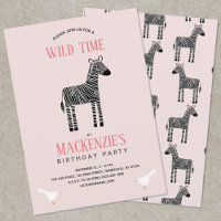 Cute Zebra Girl Anniversaire Fête Invitation