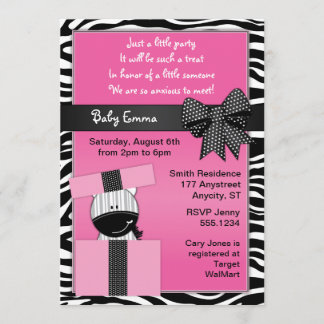 Cute Zebra Invitation Baby shower