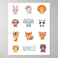 Cute Zen Yoga Kawaii Animal Faces Illustration