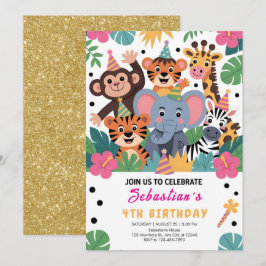 Cute Zoo Animal Kids Party Einladung