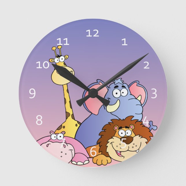 Cute Zoo Animals Clocks Runde Wanduhr (Vorderseite)
