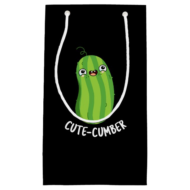 Cutecumber Funny Cucumber Pun Dark BG Kleine Geschenktüte (Vorderseite)