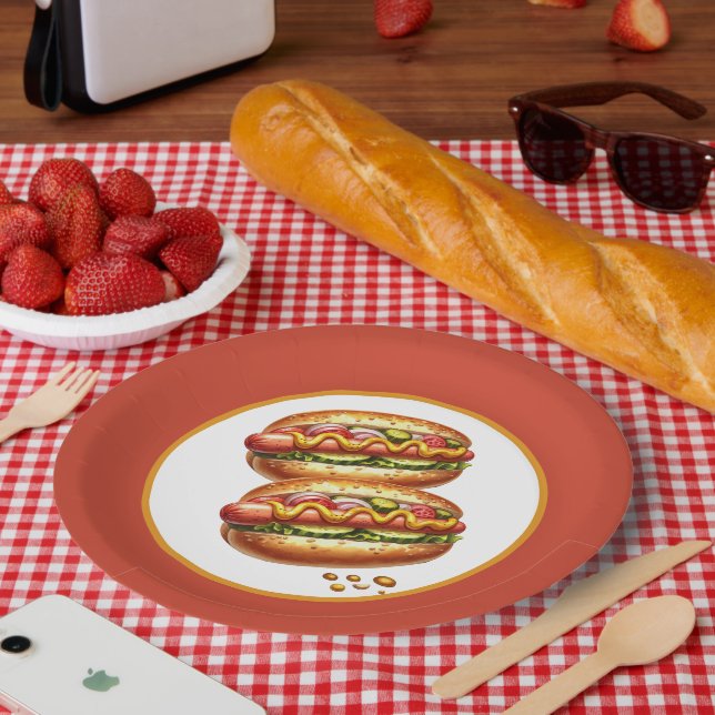 Cutegrilltes Hotdog-Party Pappteller (Picknick)