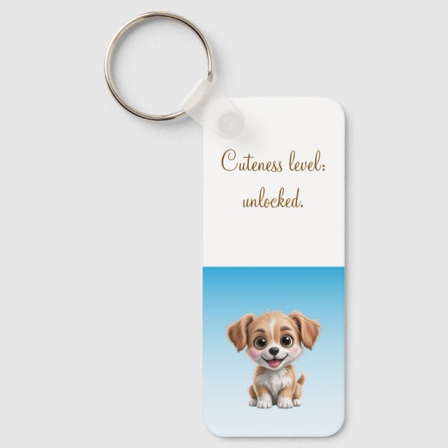 Cuteness Level Keychain – Custom Text & Photo Schlüsselanhänger (Vorderseite)