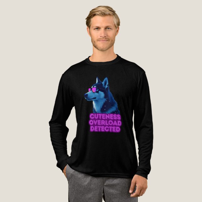 Cuteness Overload Detected – Adorable Neon Husky T Tri-Blend Shirt (Volle Vorderseite)